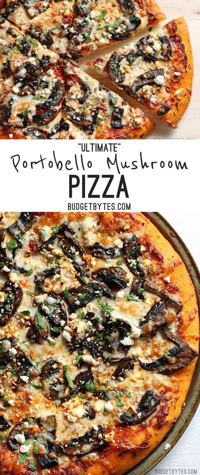 Ultimate Portobello Mushroom Pizza is a gourmet pie for a frozen pizza price - BudgetBytes.com