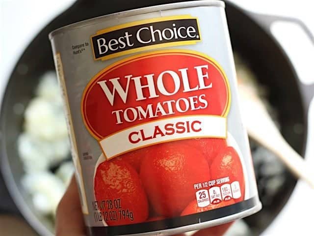 A can of whole peeled tomatoes