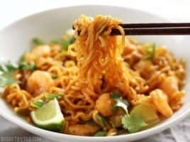 Lime Shrimp Dragon Noodles are a fast, easy, and inexpensive alternative to take out. BudgetBytes.com