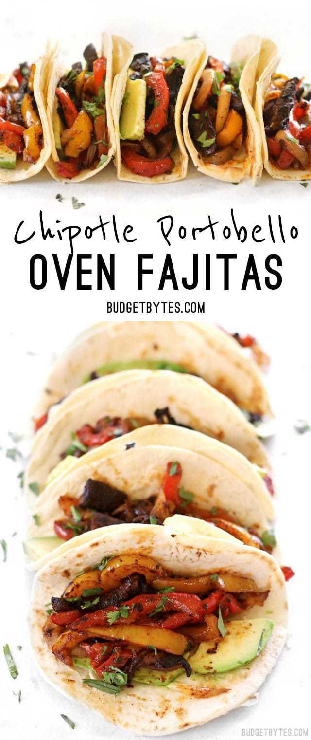 Chipotle Portobello Oven Fajitas are an easy and flavor packed dinner perfect for summer. BudgetBytes.com