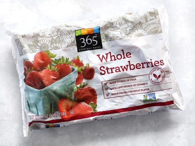 A bag of Frozen Strawberries
