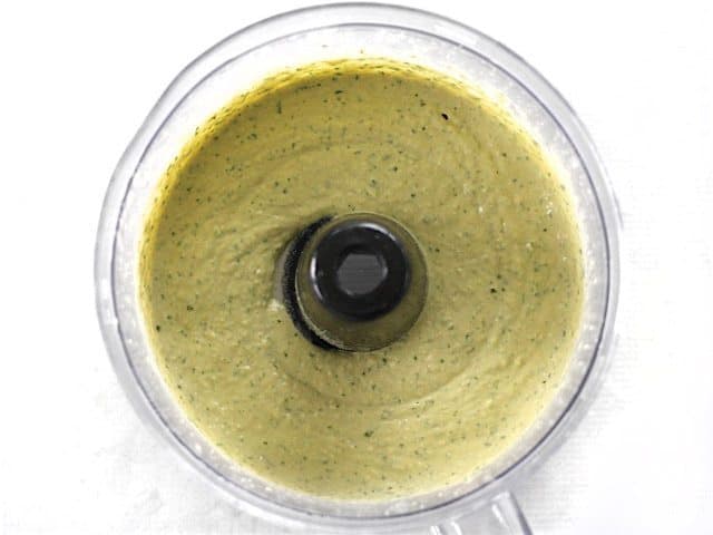 Parsley Scallion Hummus blended in the food processor