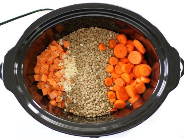 Lentils and Vegetables in Slow Cooker