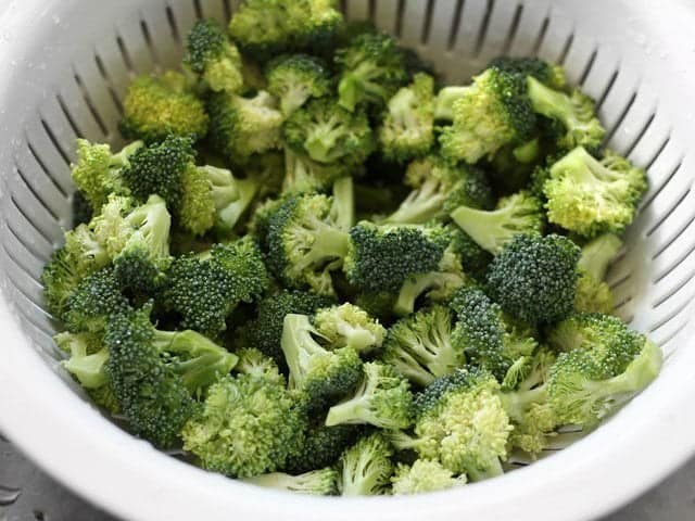 Rinse Broccoli Florets in a colander
