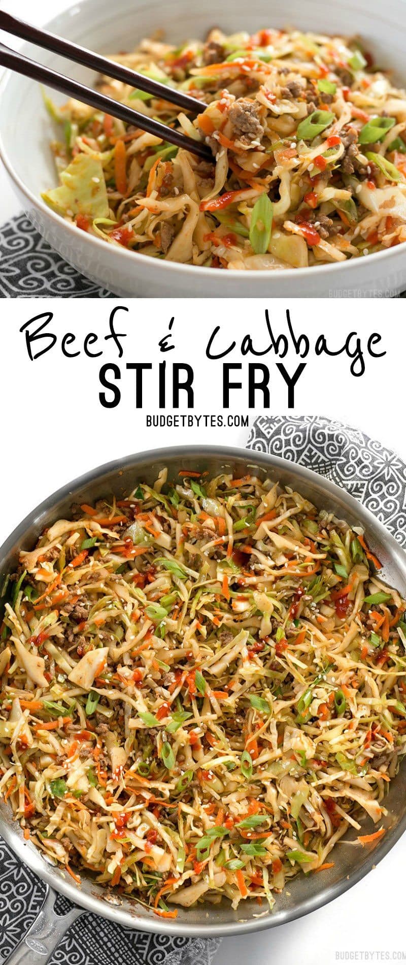 This fast and easy Beef and Cabbage Stir Fry is a filling low carb dinner with big flavor. BudgetBytes.com