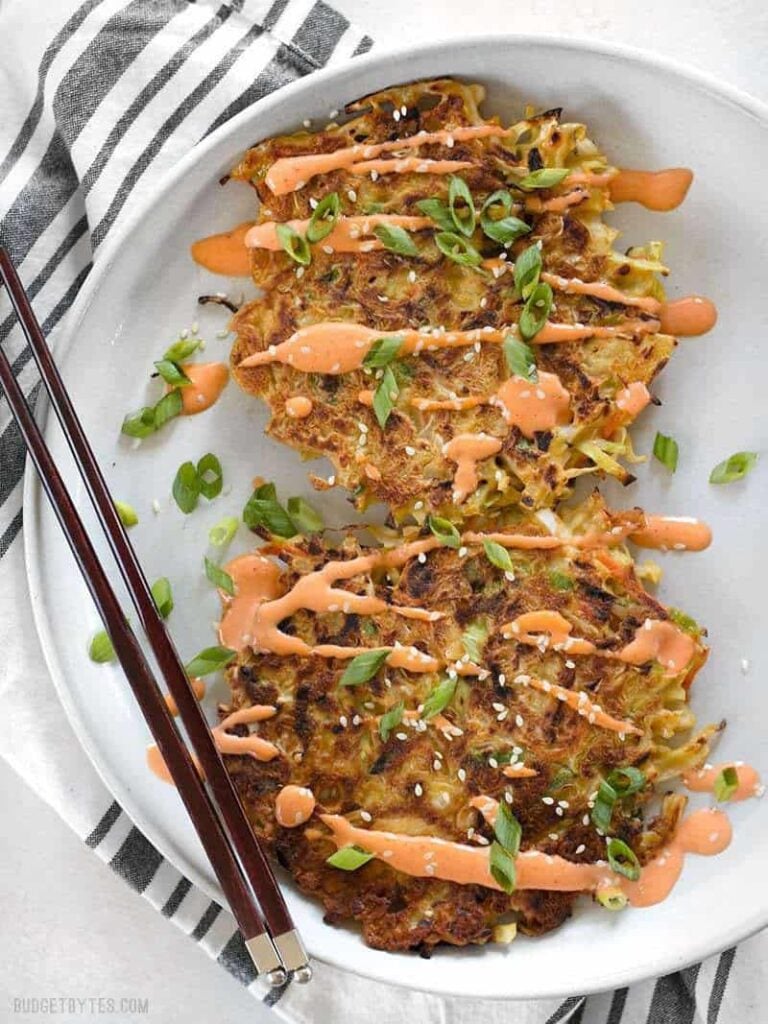 Cabbage Pancakes (Okonomiyaki) Budget Bytes