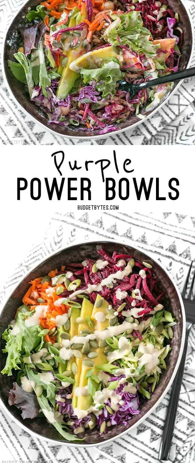 Purple Power Bowls are a mélange of colorful grains, beans, and vegetables with more flavor and texture than imaginable. BudgetBytes.com