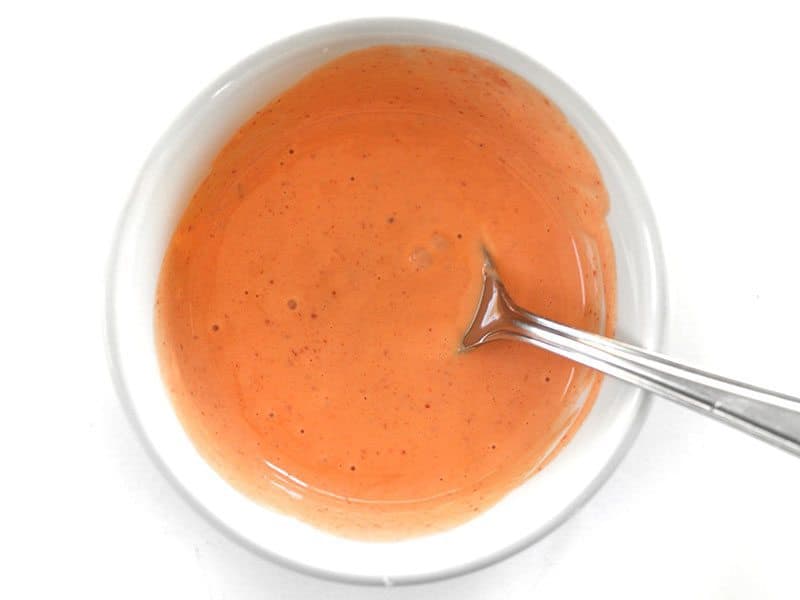 Sriracha Mayo mixed in a bowl