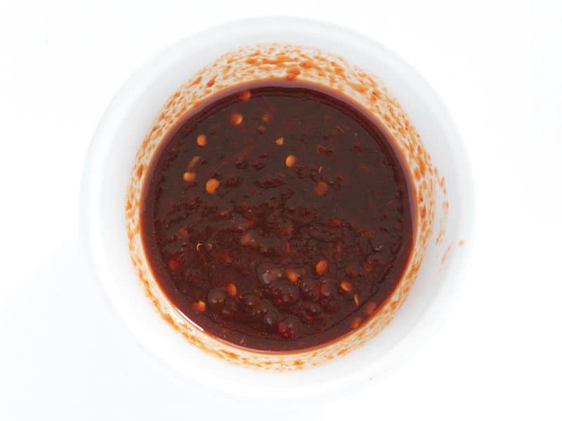 Chili Garlic Tofu Sauce mixed in a small bowl