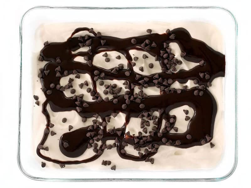 Fold Chocolate Syrup and chocolate chips into whipped cream mixture