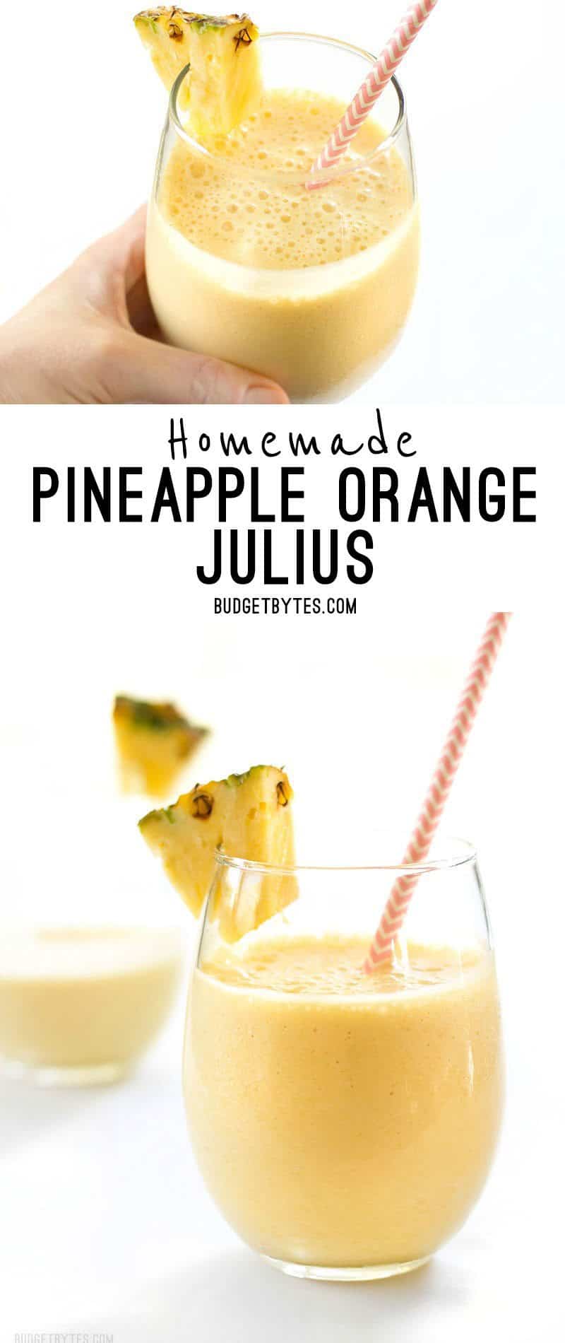 When you need a tropical escape this homemade Pineapple Orange Julius is the perfect sweet and creamy frozen drink to take you away. BudgetBytes.com