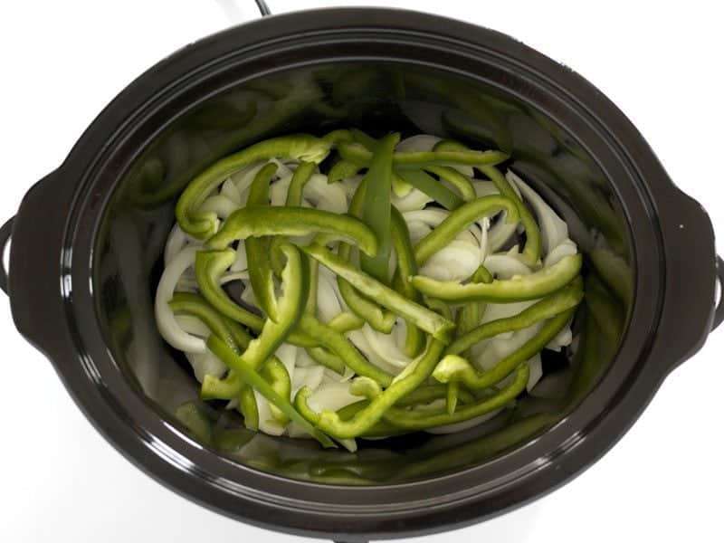 Onion and Peppers in Slow Cooker