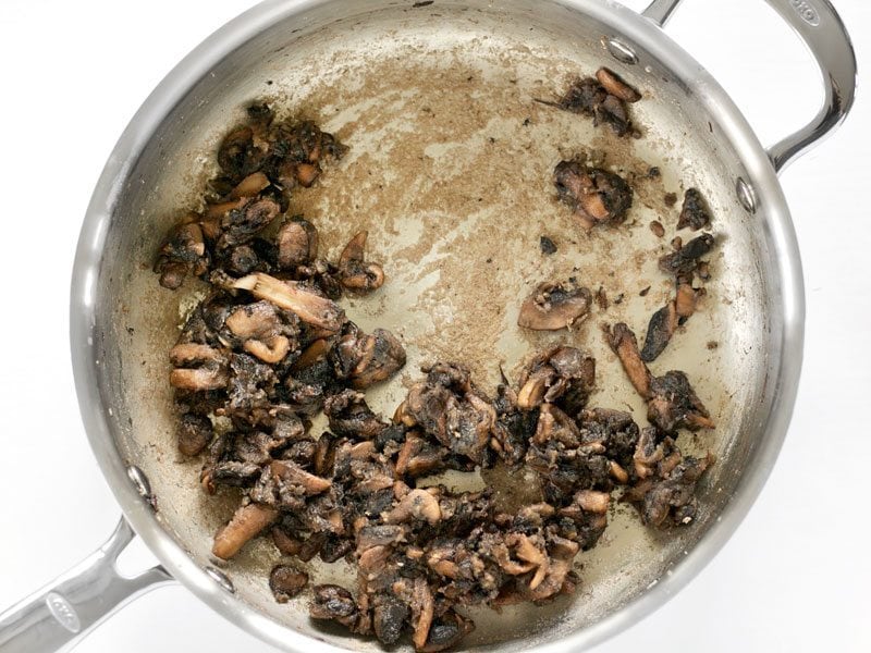 Flour Coated Mushrooms in the skillet