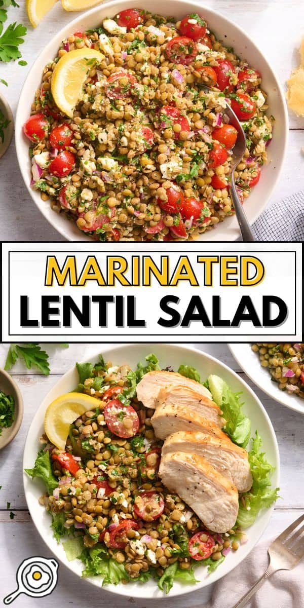 marinated lentil salad pin image