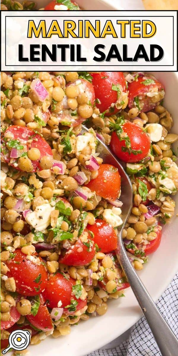 marinated lentil salad pin image