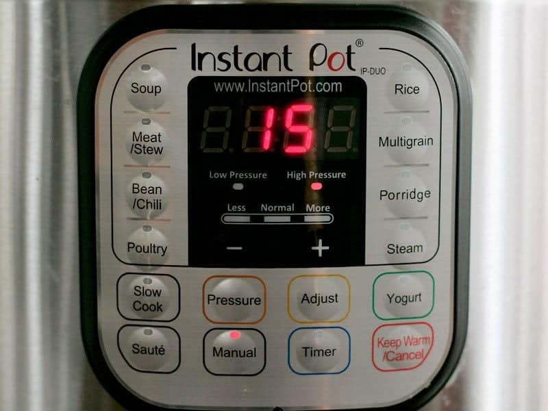 Pressure Cooker Settings on display panel