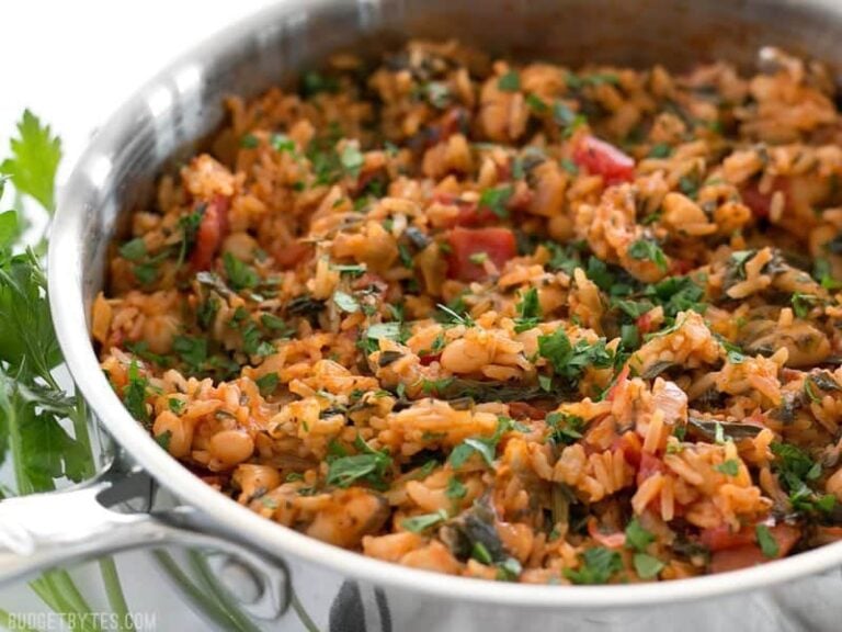 Tomato Herb Rice with White Beans and Spinach Budget Bytes