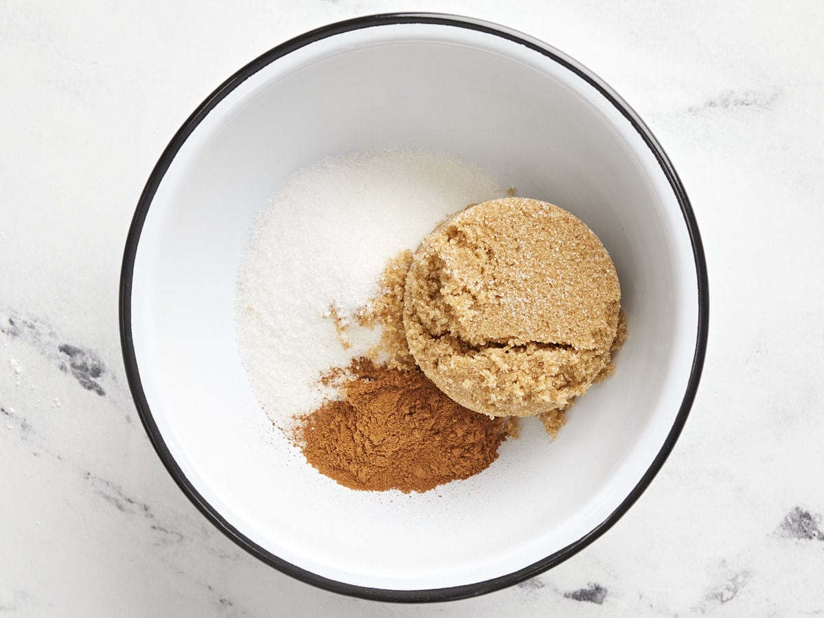 Sugar and cinnamon in a bowl. 