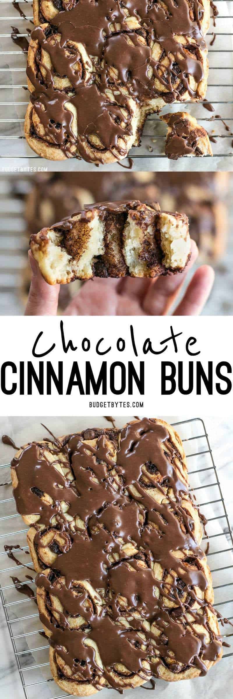 A 5 ingredient dough makes these chocolate cinnamon buns fast, easy, soft, and fluffy. The perfect treat for lazy weekend mornings! BudgetBytes.com