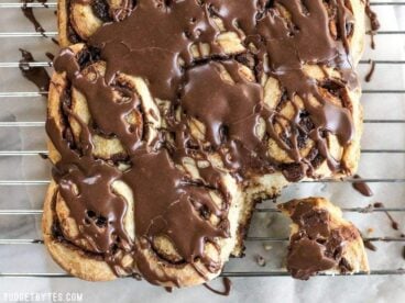 A 5 ingredient dough makes these chocolate cinnamon buns fast, easy, soft, and fluffy. The perfect treat for lazy weekend mornings! BudgetBytes.com