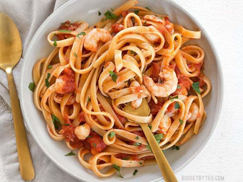 Spicy Seafood Pasta with Tomato Butter Sauce -