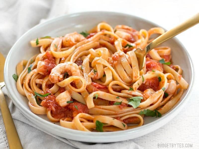 Spicy Seafood Pasta With Tomato Butter Sauce Budget Bytes
