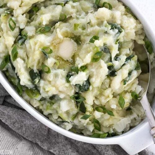 Colcannon is a simple Irish recipe that combines two hearty but inexpensive ingredients to make a delicious and filling side dish. BudgetBytes.com