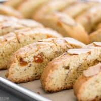 Fresh homemade Almond Apricot Biscotti are pennies a piece and can be stored in the freezer, ready for dunking at any time. BudgetBytes.com