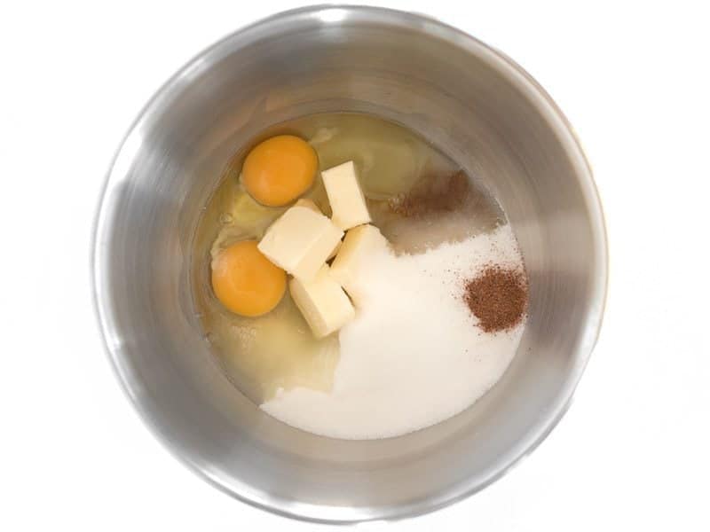 Biscotti Wet Ingredients in a metal bowl