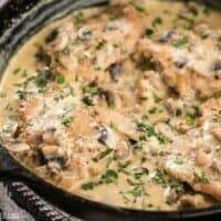 A simple pan sauce saves the day in this quick and easy Creamy Garlic Mushroom Chicken! BudgetBytes.com