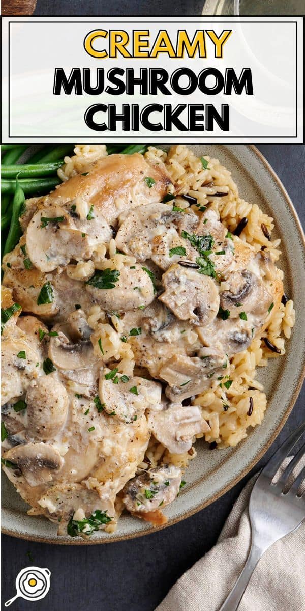 creamy mushroom chicken pin image