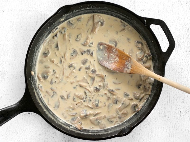 Deglaze skillet with Broth then Cream