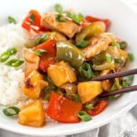 This oven baked Sheet Pan Sweet and Sour Chicken is a little more forgiving than a fast moving, high heat stir fry, making it great for beginners! BudgetBytes.com
