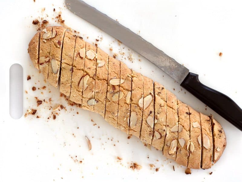 Biscotti sliced on an angle