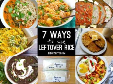 Collage of rice recipes with title text in the center