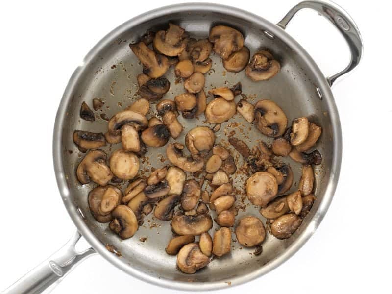 Sautéed Mushrooms and Garlic in the skillet