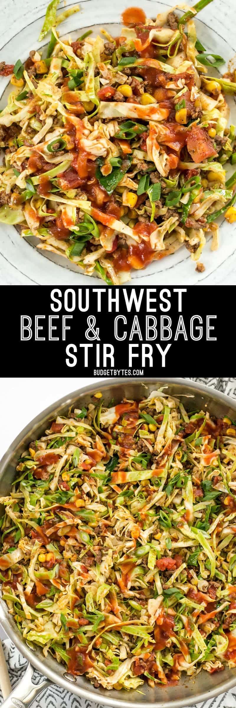 This Southwest Beef and Cabbage Stir Fry is a fast, easy, and flavorful way to make sure dinner is filled with plenty of vegetables. BudgetBytes.com