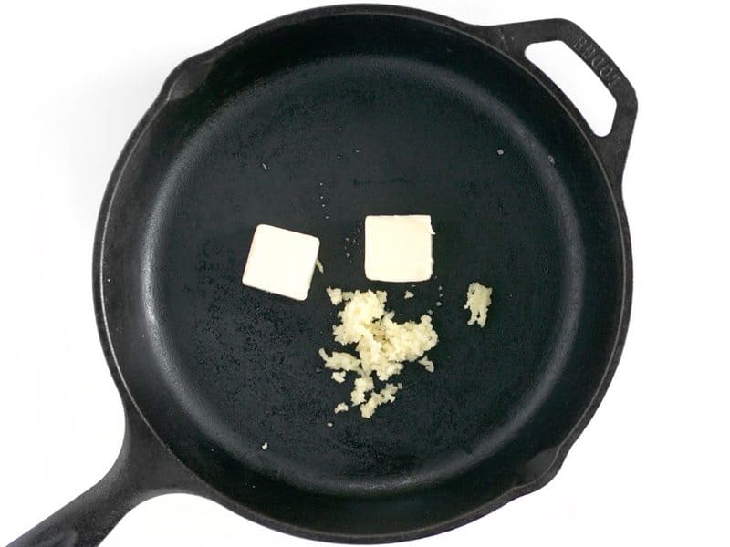 Butter and Garlic in cast iron Skillet