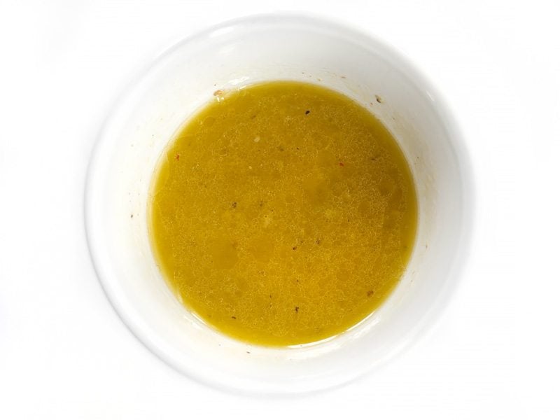 Lemon Garlic Marinade in a small white bowl