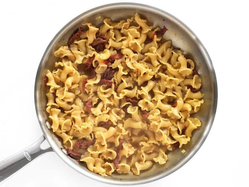 Simmered Pasta and Tomatoes in skillet