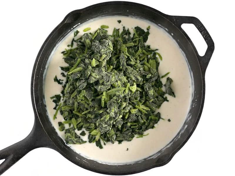 Frozen Chopped Spinach added to white sauce