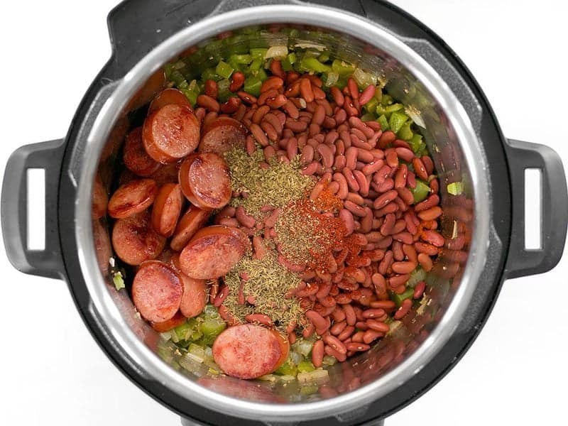Add Beans, Spices, and Sausage to Instant Pot