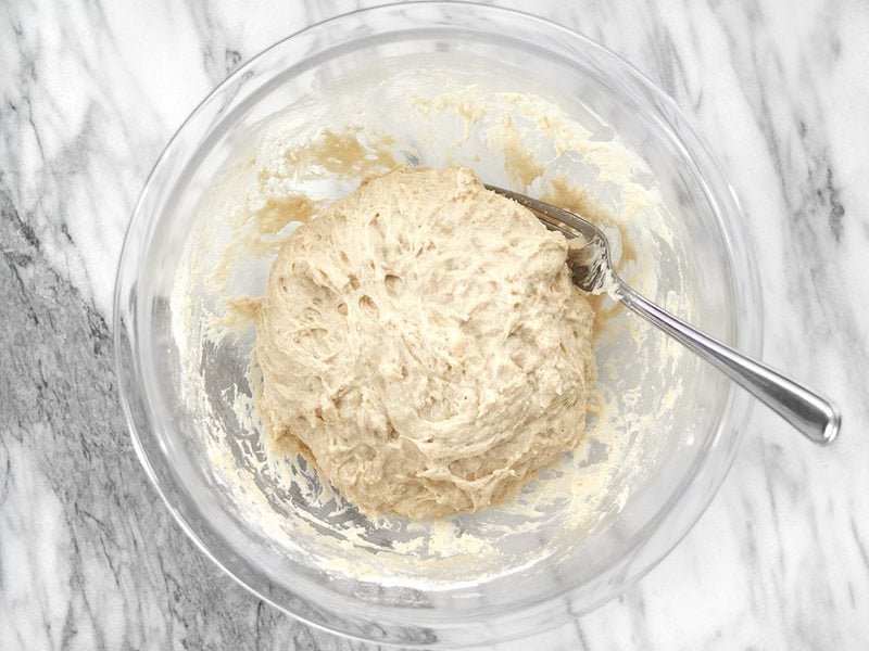 Collapse Dough in the bowl using a fork