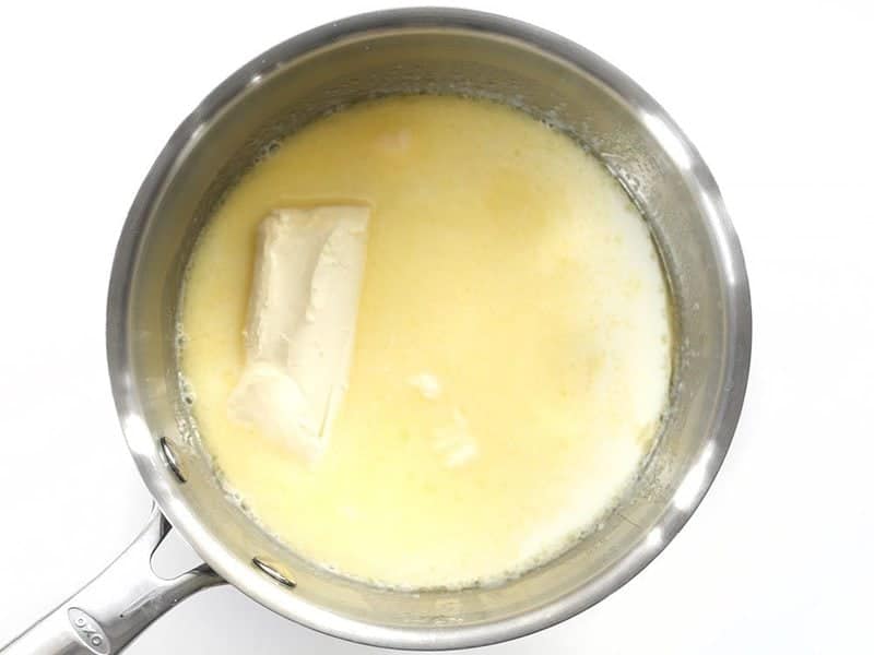 Milk and Cream Cheese added to sauce pot