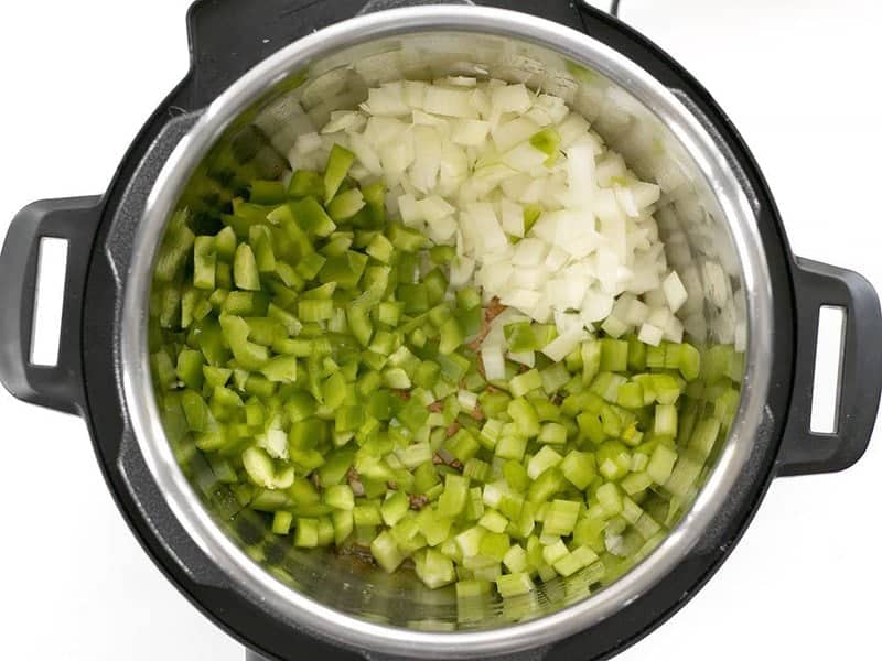 Add Onion, Celery, and Bell Pepper to Instant Pot