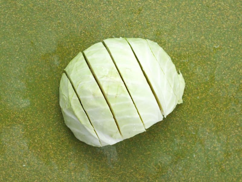 Sliced Cabbage into thick steaks