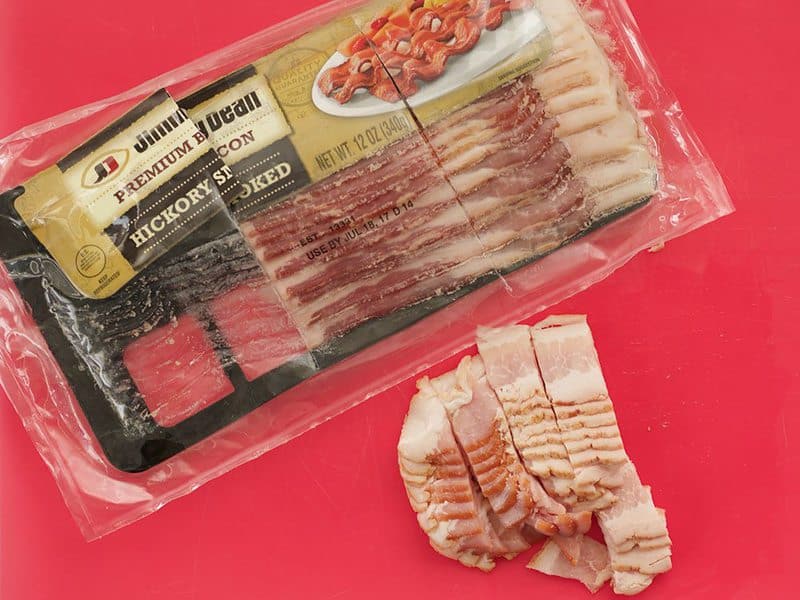 Chopped raw Bacon