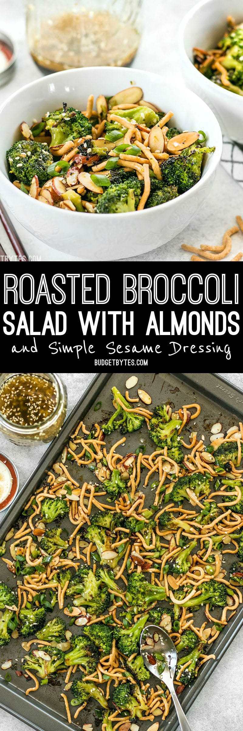 This crunchy, sweet, and salty Roasted Broccoli Salad with Almonds is my favorite way to get my vegetables and goes great with any Asian inspired meal. BudgetBytes.com