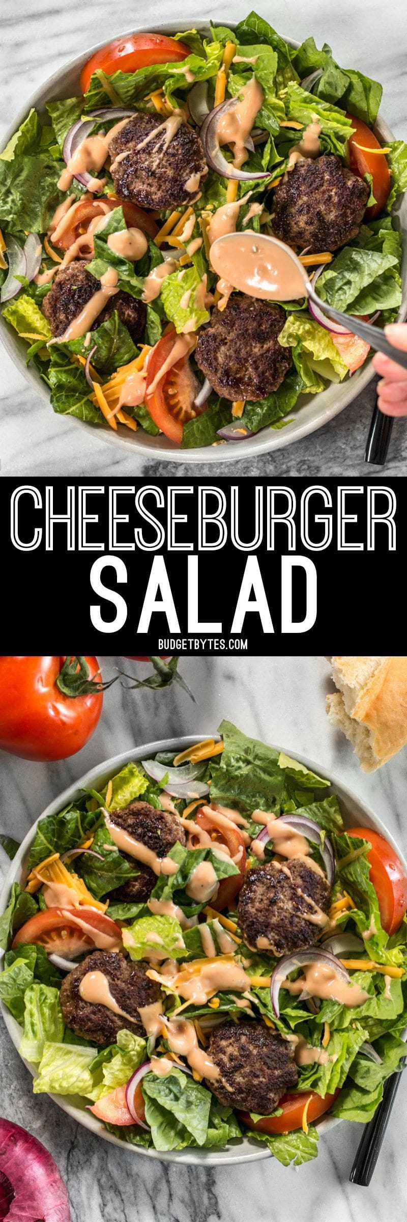 When you're got to have your burger, but you're trying to do better, make a Cheeseburger Salad! BudgetBytes.com