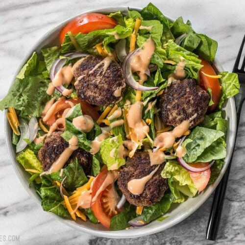 When you're got to have your burger, but you're trying to do better, make a Cheeseburger Salad! BudgetBytes.com